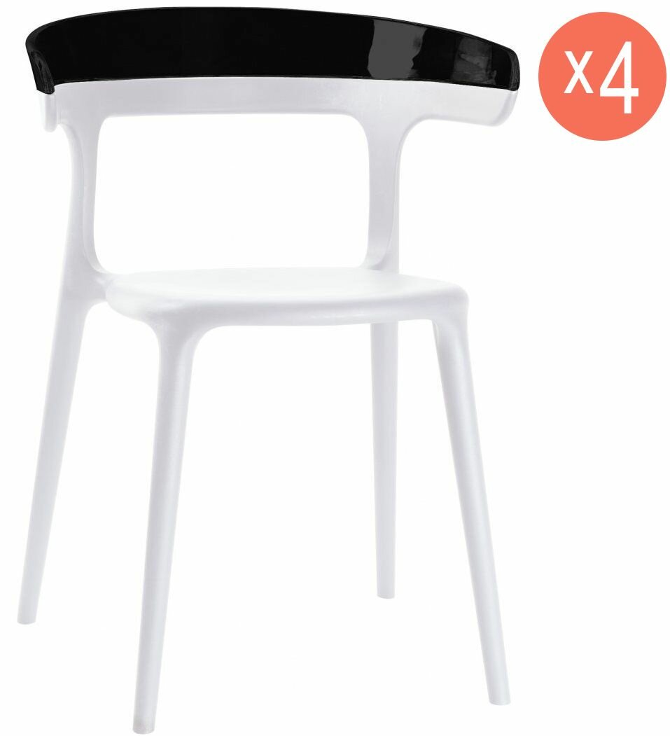 фото Обеденный стул для кухни PAPATYA Luna, белый, черный