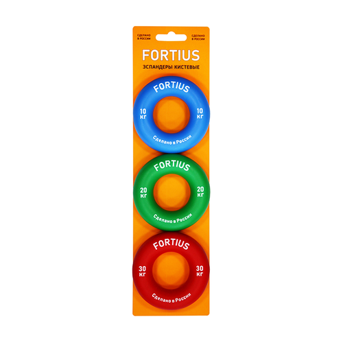 Набор кистевых эспандеров Fortius 10, 20, 30 кг. (One Size) черный