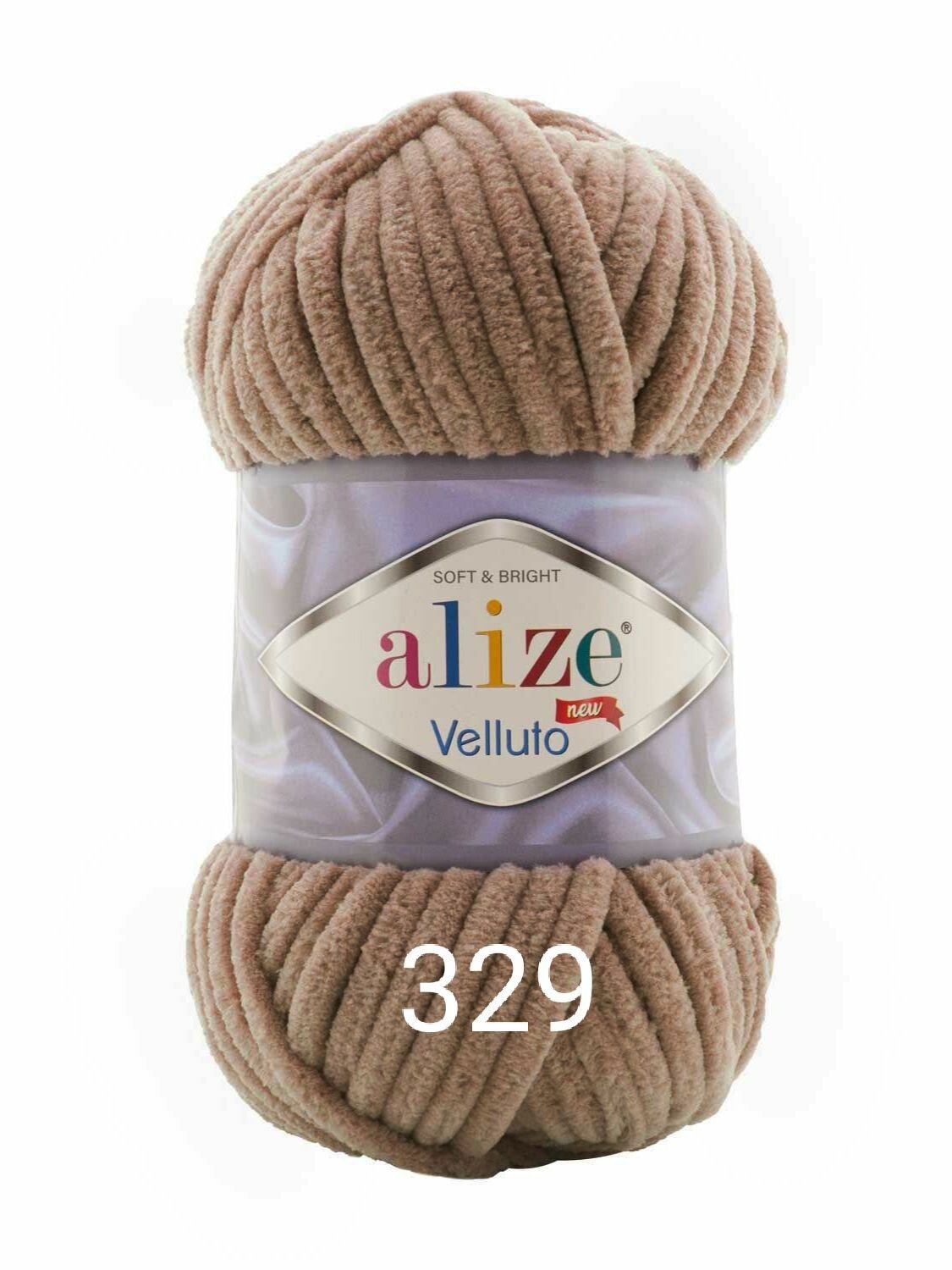 Плюшевая пряжа Alize Veluto 329(молочный шоколад) , 1шт,100г. 68 м.