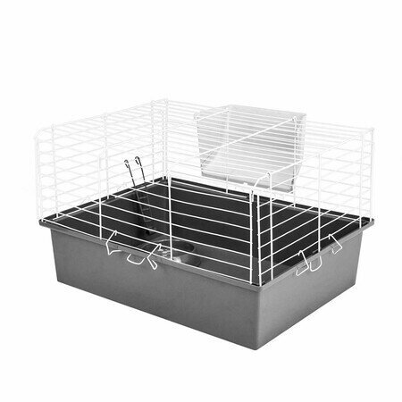 HOMEPET №1 58 см х 40 см х 34 см шаг прута 25 мм клетка для кроликов хорьков и морских свинок с наполнением миска 2 кормушки серо-белая