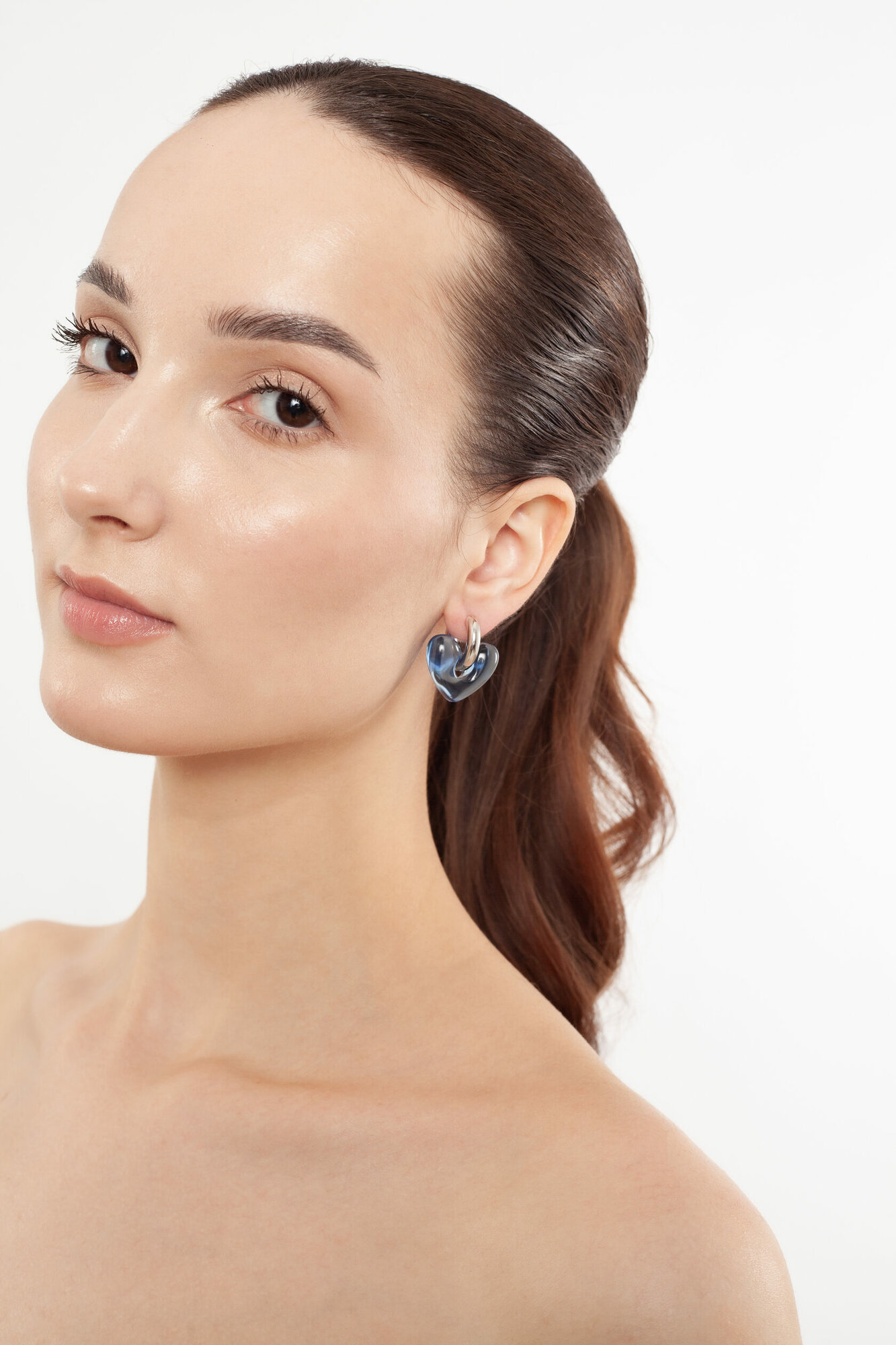 Серьги FETISH, размер 45 мм, синий/серебристый — фото 1