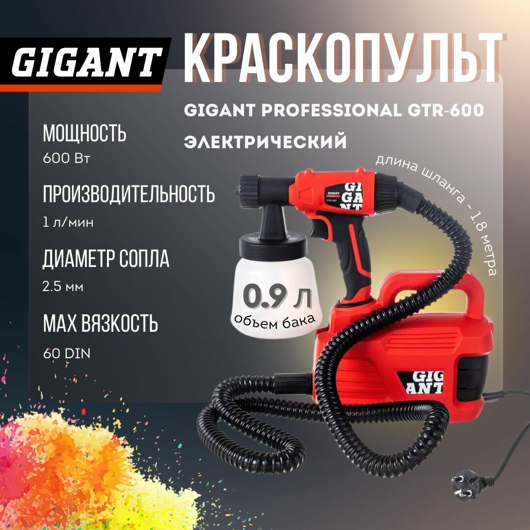 Краскопульт электрический для краски Gigant Professional GTR-600 электрокраскопульт