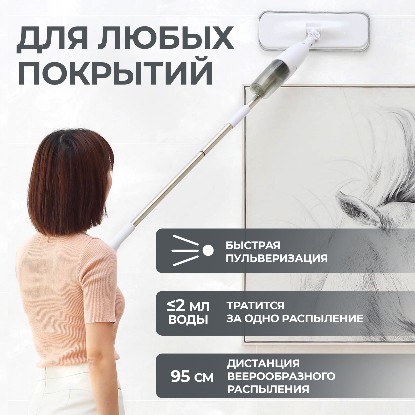 Товары Для Уборки Xiaomi Швабра с распылителем воды (моющего средства) Xiaomi Spray Mop TB500