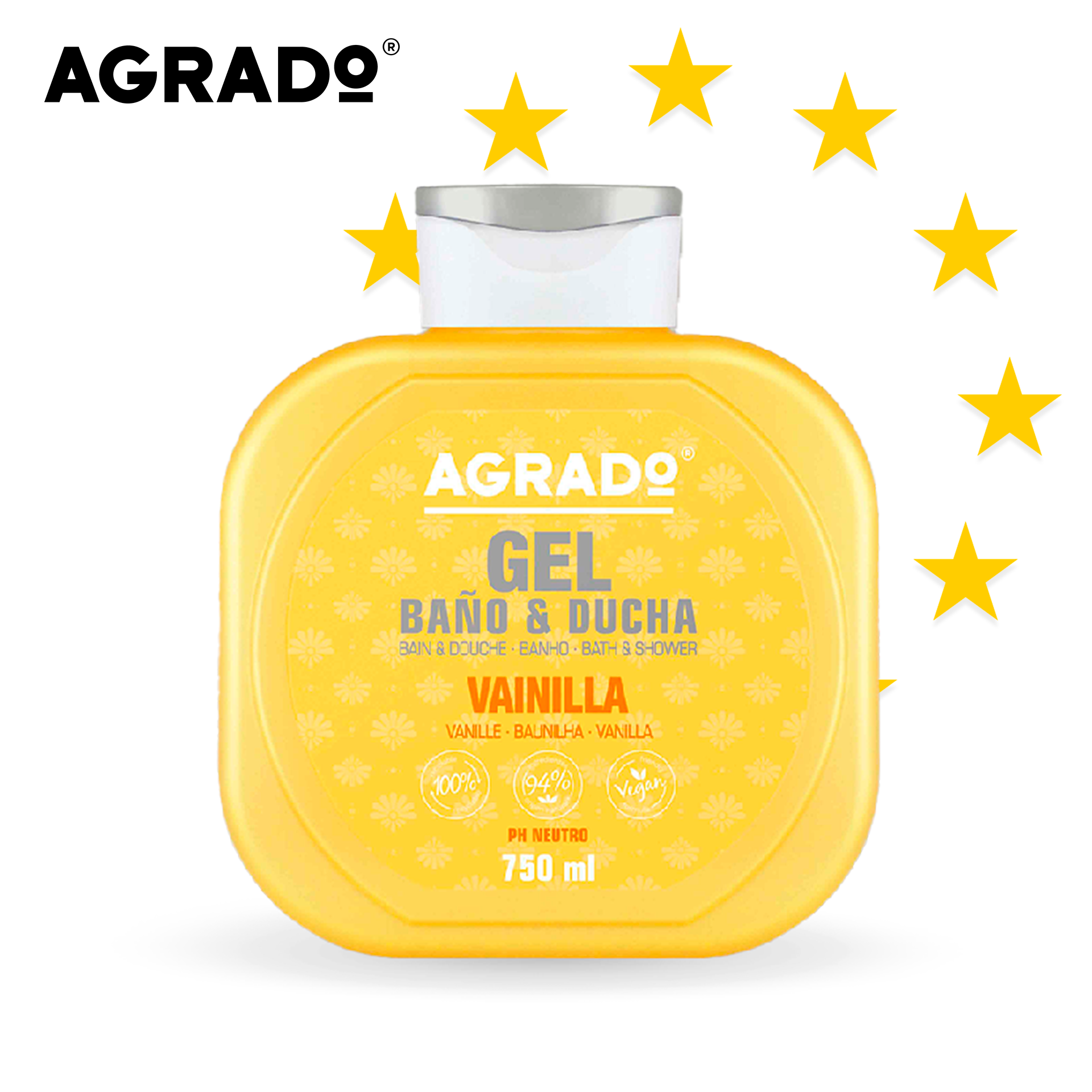 Agrado Гель для душа + пена для ванны 2в1 Vanilla (Ванильный), 750 мл