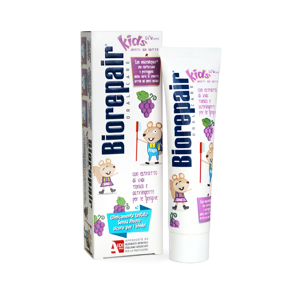 Зубная паста Biorepair Kids Grape с экстрактом винограда от 0 до 6 лет, 50 мл, 70 г — фото 1