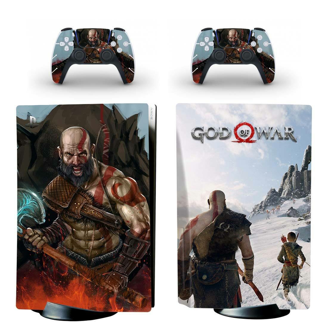 Наклейка PS5 GOD of WAR защитная на игровую консоль PlayStation 5 Disk Edition полный комплект