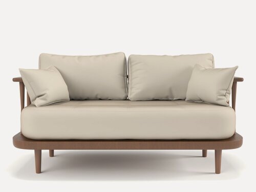 Изображение товара Дизайнерский диван Soft Element Ламе Ivory Nut, дерево, велюр, бежевый, стиль скандинавский лофт, на кухню, в офис
