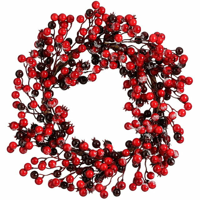 Венок с ягодами Berries Westerio 40 см заснеженный