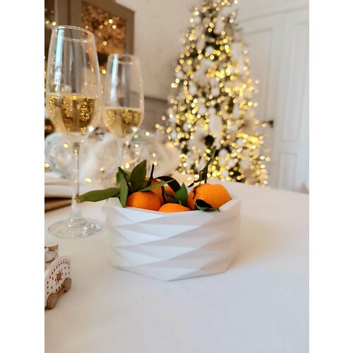 Конфетница Ромб ваза для конфет белая круглая