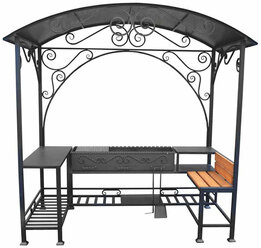 Мангальная беседка "Идея Премиум" с односкатной крышей, жаровней и печью