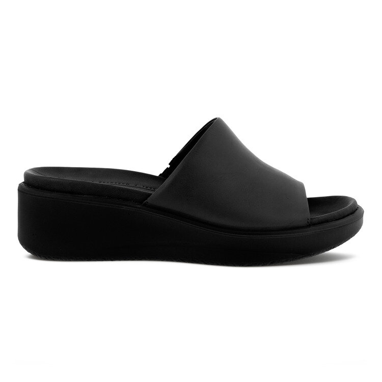 Шлепки женские из натуральной кожи черного цвета Шлепанцы Ecco FLOWT WEDGE LX W 273313/01001 — фото 1