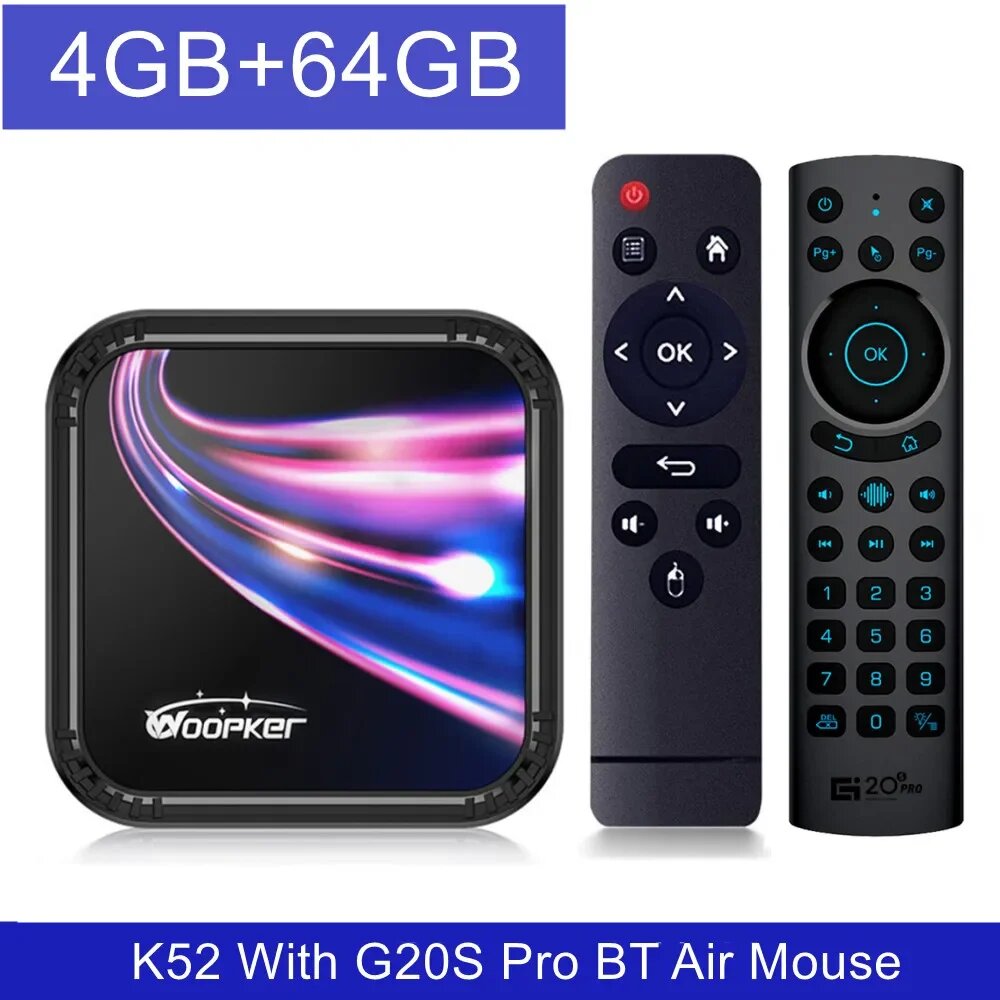 Woopker Android 13 TV Box K52 Rockchip RK3528 Smart TV Box Поддержка 8K Wi-Fi6 BT5.0 YouTube Google Voice Assistant Set Top Box