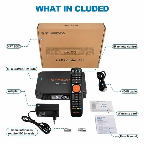 GTMEDIA GTX Combo 4K 8K Телеприставка GTMEDIA gtx combo Европейская 15193₽