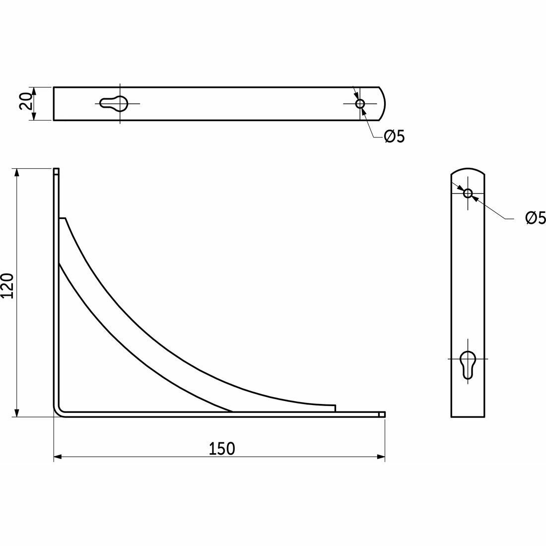 Полкодержатель KOMETA 150x120x20x3 белый