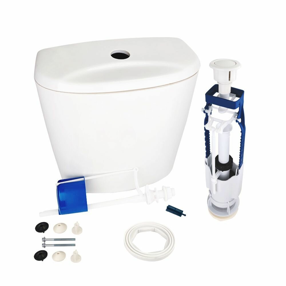 Бачок для унитаза Универсал кнопочный нижняя подводка Лобненский стройфарфор с арматурой Уклад (105.57.14.0 кнопка белая)