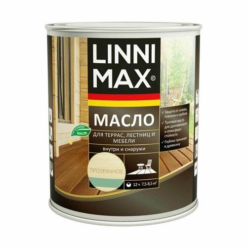фото Масло для террас, лестниц и мебели linnimax шелковисто-глянцевое (0,75л) бесцветный и под колеровку