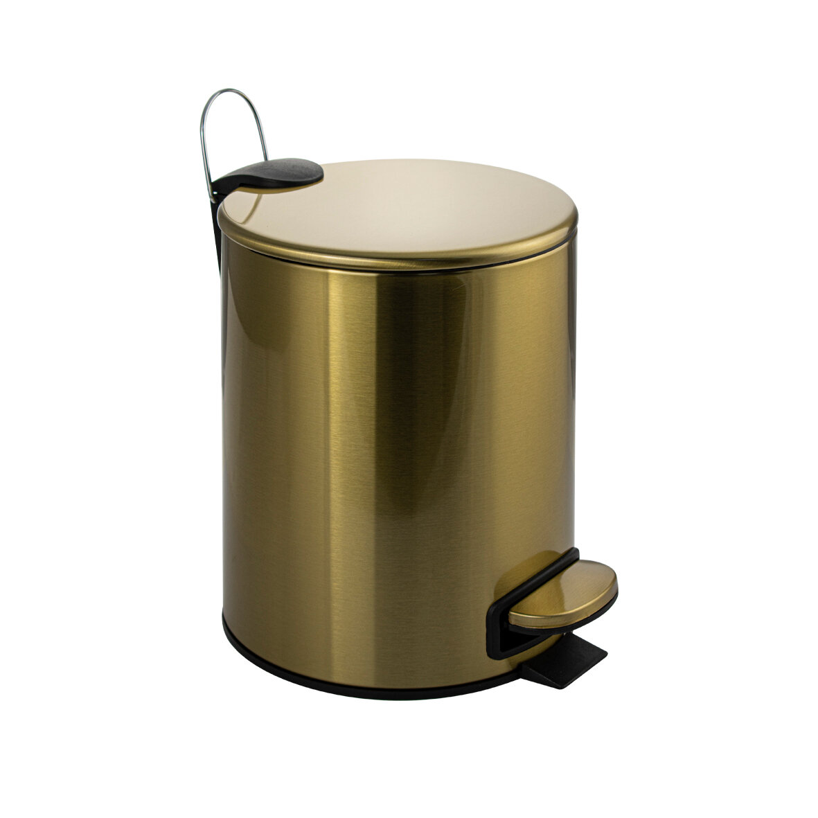 Мусорное ведро санакс 10504 цвет золото 5л с микролифтом из нержавеющей стали с педаль с плоской крышкой