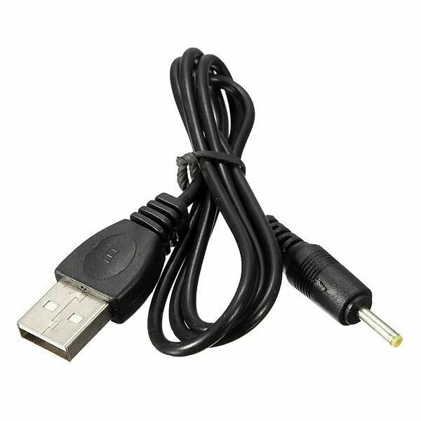 Кабель питания с разъема USB - DC 2.5x0.7, черный, длина 1 м