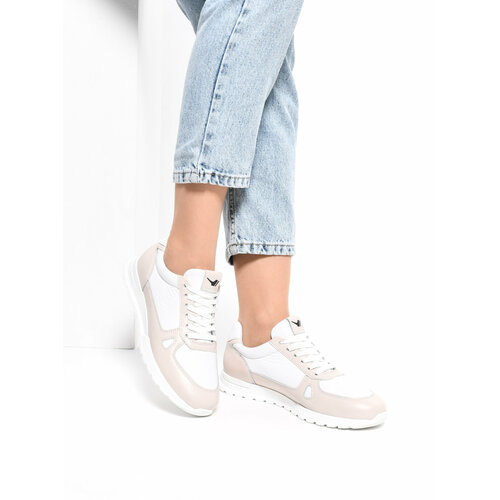 фото Кроссовки belwest женские из натуральной кожи, полнота h (eu)/ на широкую стопу, размер 36, белый, розовый
