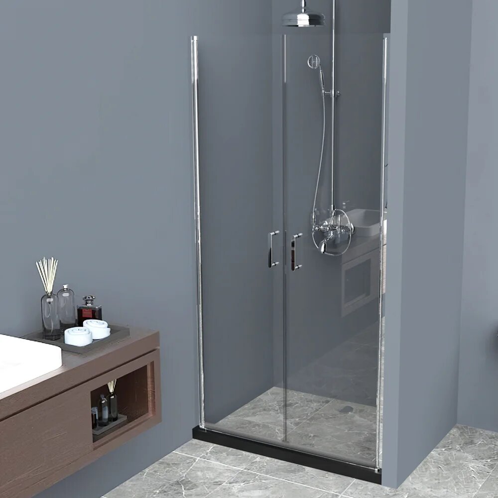 Душевая дверь в нишу BelBagno Uno B-2-80-C-Cr стеклянная распашная 80 см итальянская