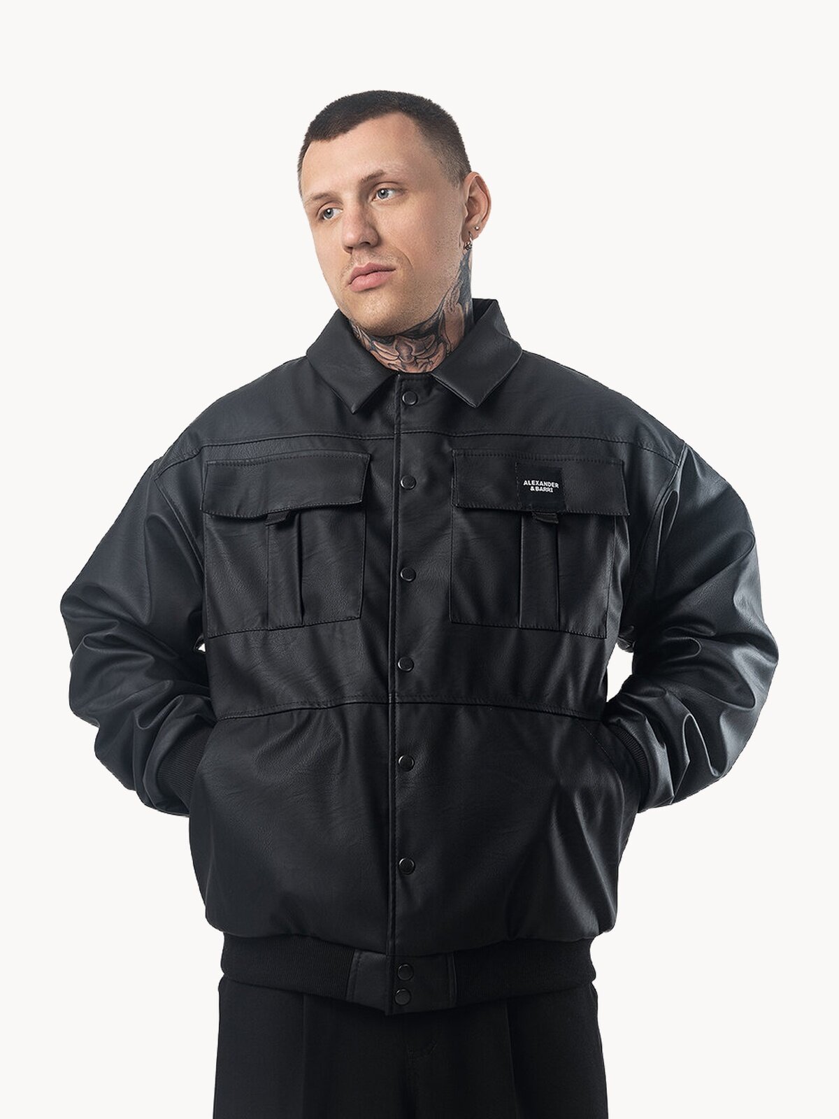 Бомбер Оверсайз кожаный бомбер