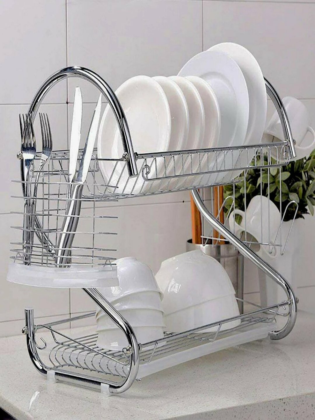 Сушилка для посуды, настольная, с основанием и системой слива