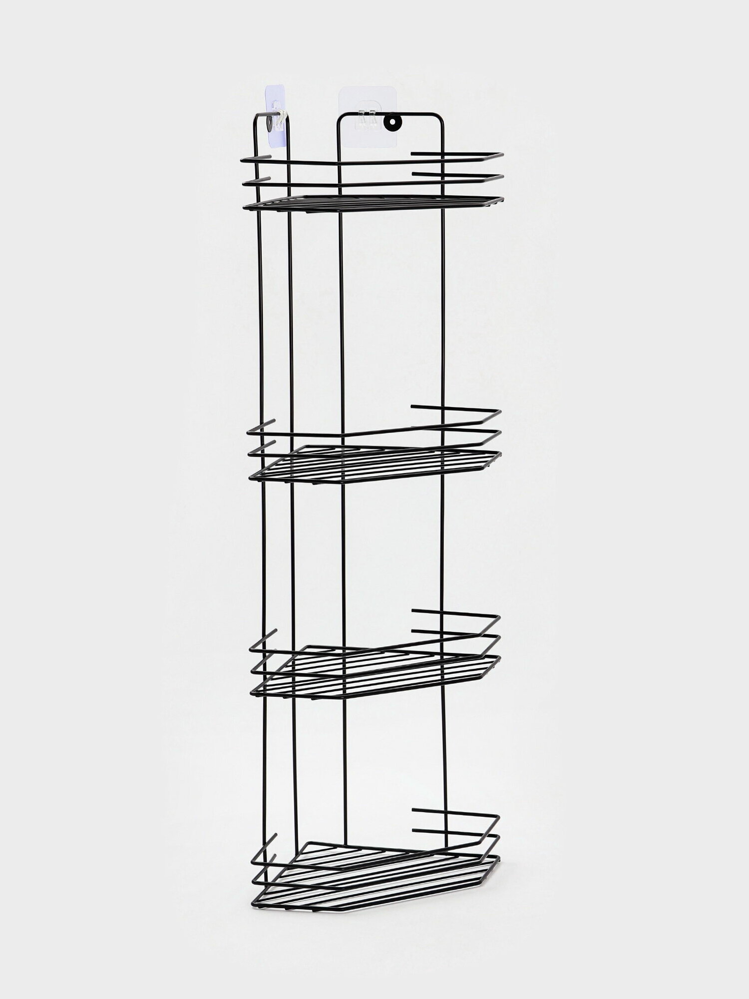 Полка для ванной угловая 4-х ярусная 20.5x20.5x72 см чёрная