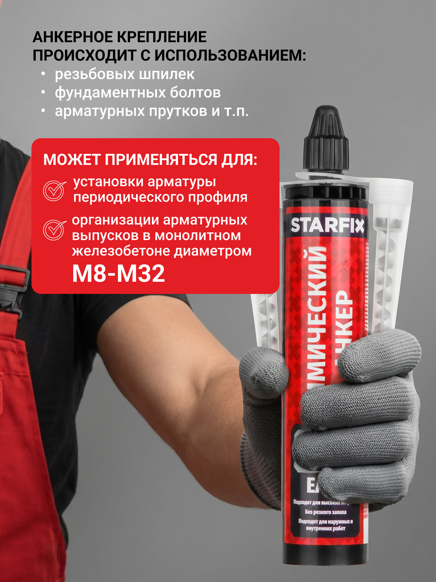 Химический анкер для бетона и кирпича STARFIX SM-66658-1 EASF 300 мл — фото 1