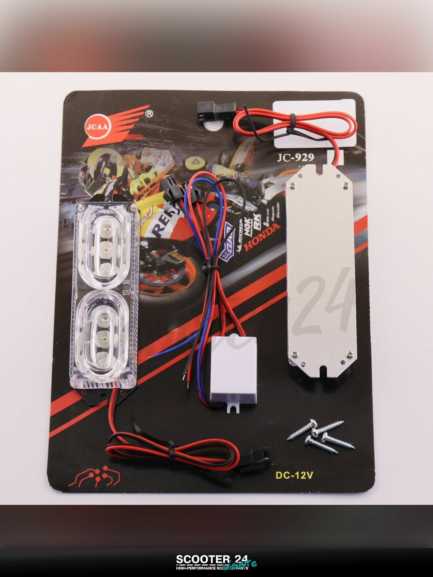 Фары допольнительные диодные для мототехники (2шт) POLICE, 12 диодов (красный) (mod: JC-709) "JCAA"