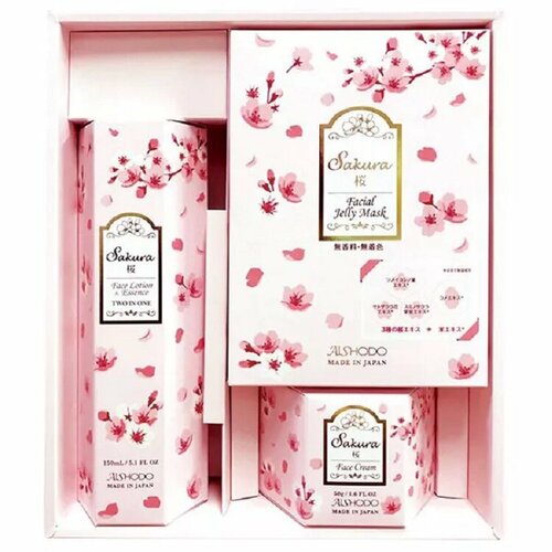 Подарочный набор уходовой косметики для лица Aishodo Sakura 3 Set, 3 продукта