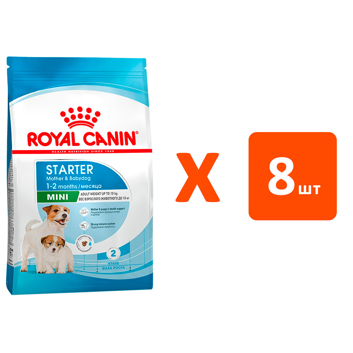 ROYAL CANIN MINI STARTER для щенков маленьких пород до 2 месяцев, беременных и кормящих сук (1 кг х 8 шт)