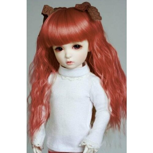 Iplehouse Wig IHW_SS060 (Длинный волнистый парик с прямой челкой красно-рыжий размер 15-18 см для кукол Иплхаус)