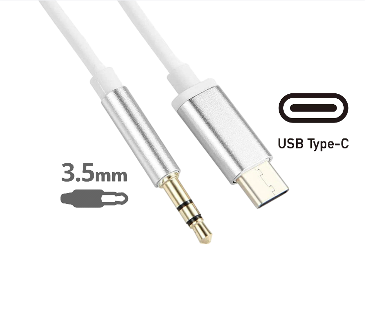 Кабель Type-C на 3.5 AUX Audio/Провод для телефона, планшета/Подходит для Android, iPhone 15/Кабель 1 метр/Белый — фото 1