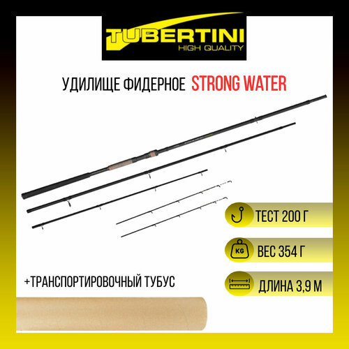 фото Удилище фидерное tubertini strong water 3,90 м, 200 gr, 3+2 секции, карбон
