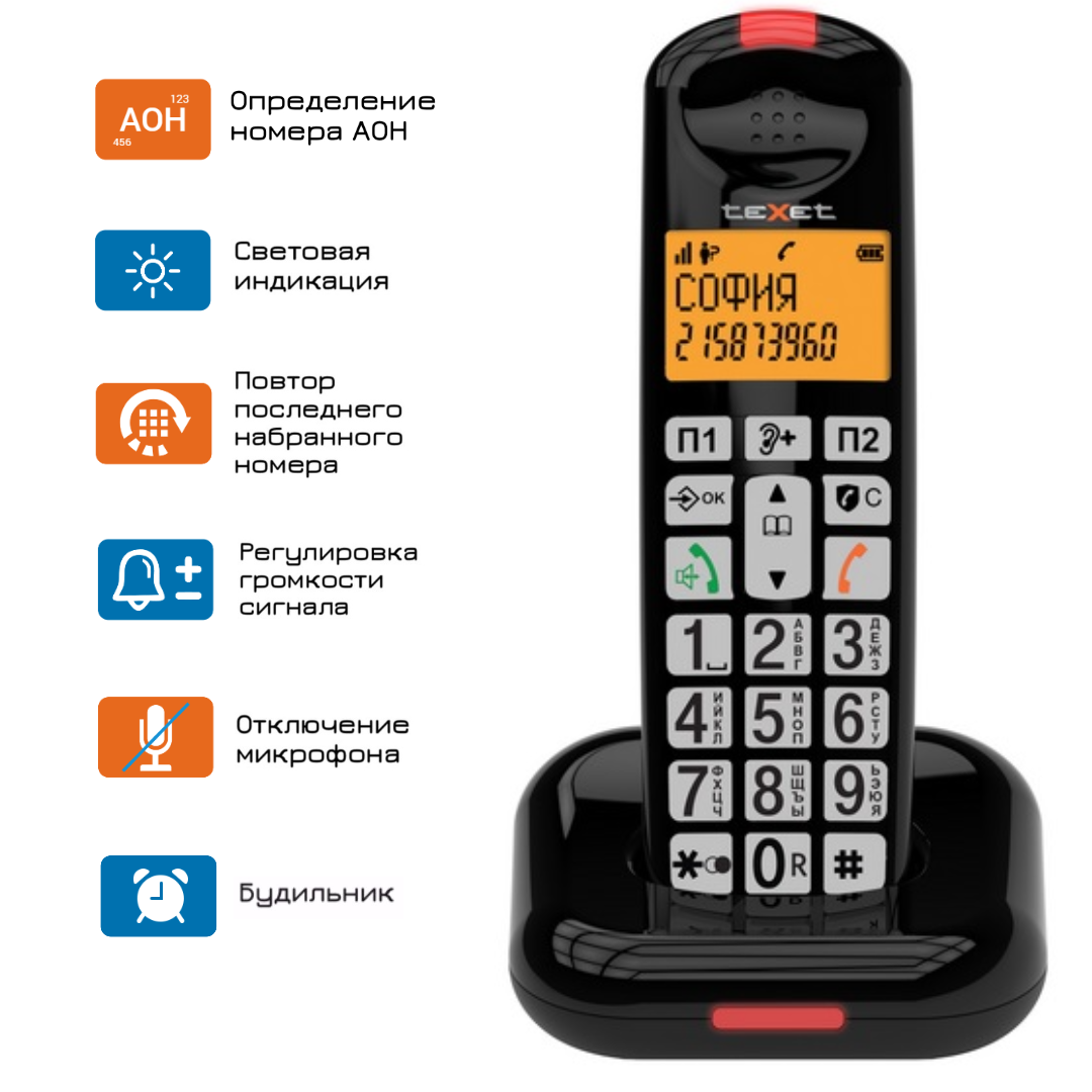 Радиотелефон Dect Texet TX-D7855A Black (Черный)