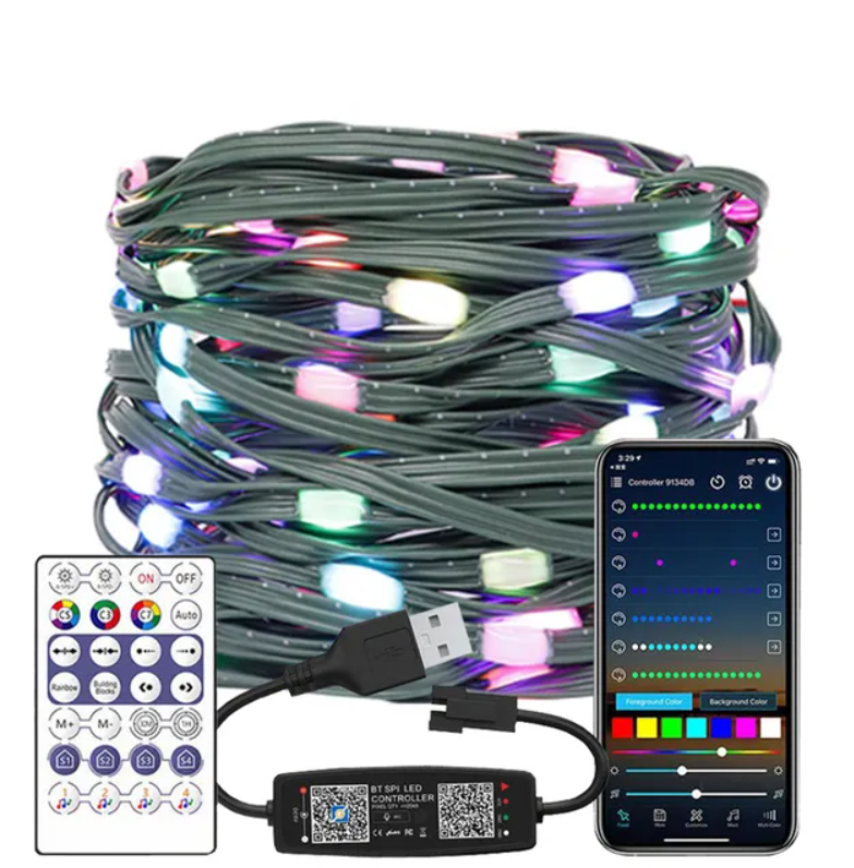 фото Умная SMART гирлянда на елку 10м \ 160000 цветов\ Питание от USB-порта, управление со смартфона.