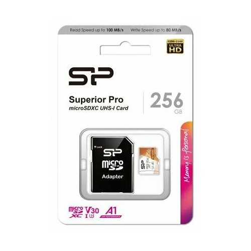 карта памяти 128gb silicon power superior pro a2 sp256gbstxda2v20sp microsdxc class 10 uhs i u3 colorful 100 80 mb s sd адаптер Флеш карта microSD 256GB Silicon Power Superior A2 microSDXC Class 10 UHS-I U3 Colorful 100/80 Mb/s (SD адаптер)