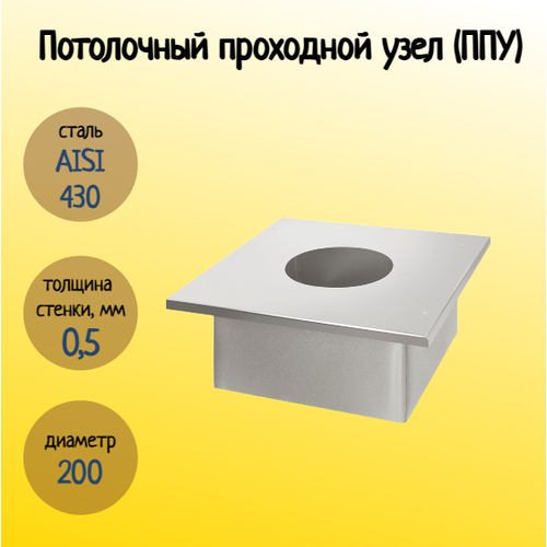 Потолочно-проходной угол ППУ нерж. (AISI 430/0,5мм) D200 Везувий