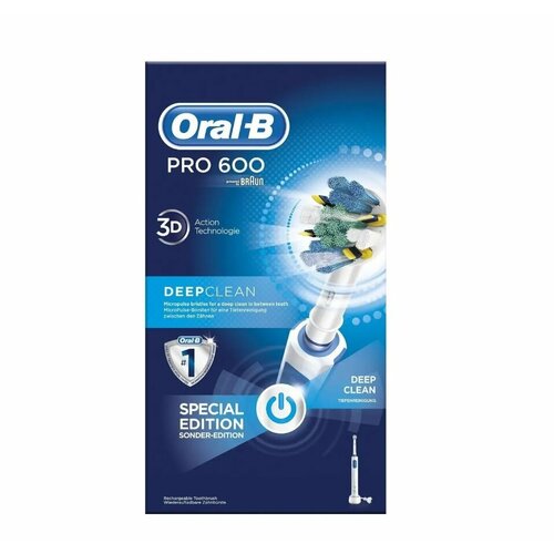 Электрическая зубная щетка Oral-B Pro 600 Deep Clean D16.513 (белый) зубная щетка в ассортименте oral b pro expert clean 1 шт
