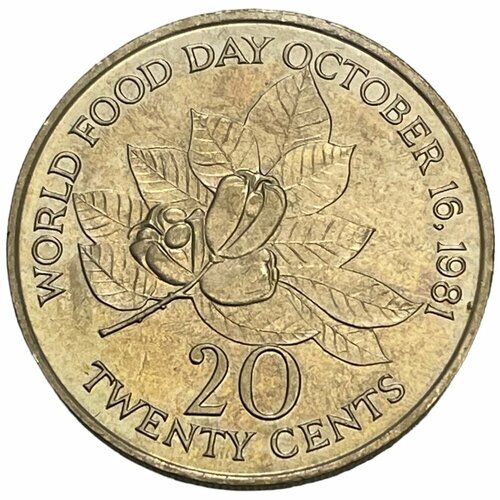 Ямайка 20 центов 1981 г. (ФАО - Всемирный день еды) (2) jamaica 1974 1980 1 5 10 20 50 cents full set 6 pieces unc real original coins collection