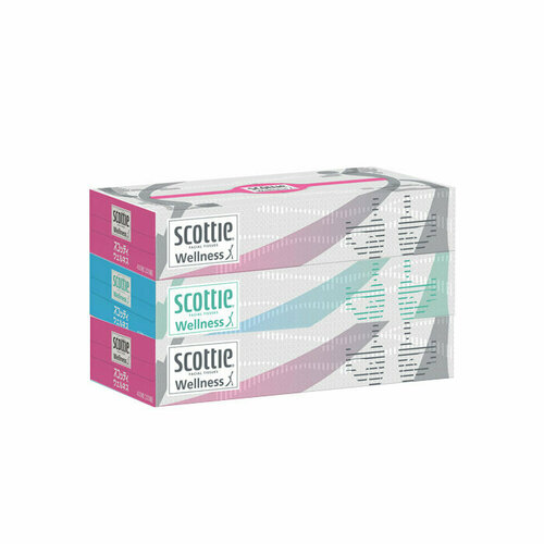 CRECIA Scottie Wellness Салфетки в цветных коробках, двухслойные, 200 шт. в комплекте 3 коробки