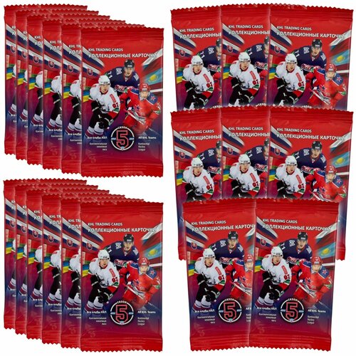 Коллекционные хоккейные карточки 5 сезона КХЛ 2012-13 / 20 пакетиков спортивных карт коллекции SeReal KHL / Подарочный набор любителям панини panini