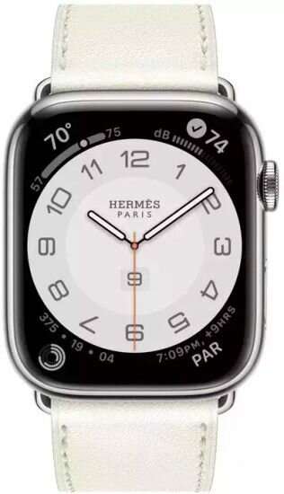 Apple Watch Hermès Series 9 GPS + Cellular 41mm Stainless Steel Case with Blanc Double Tour Attelage