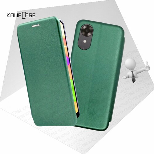 Чехол книжка KaufCase для телефона Oppo A17k (CPH2471) (6.56), темно-зеленый. Трансфомер