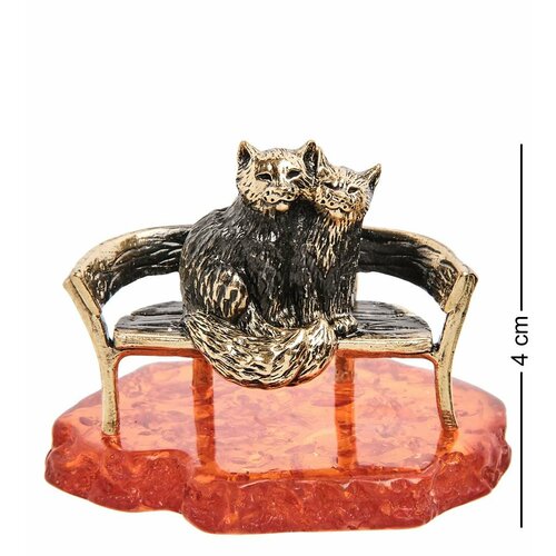 Фигурка Коты на скамейке латунь янтарь A2163710 Народные промыслы бронзовый 6300₽