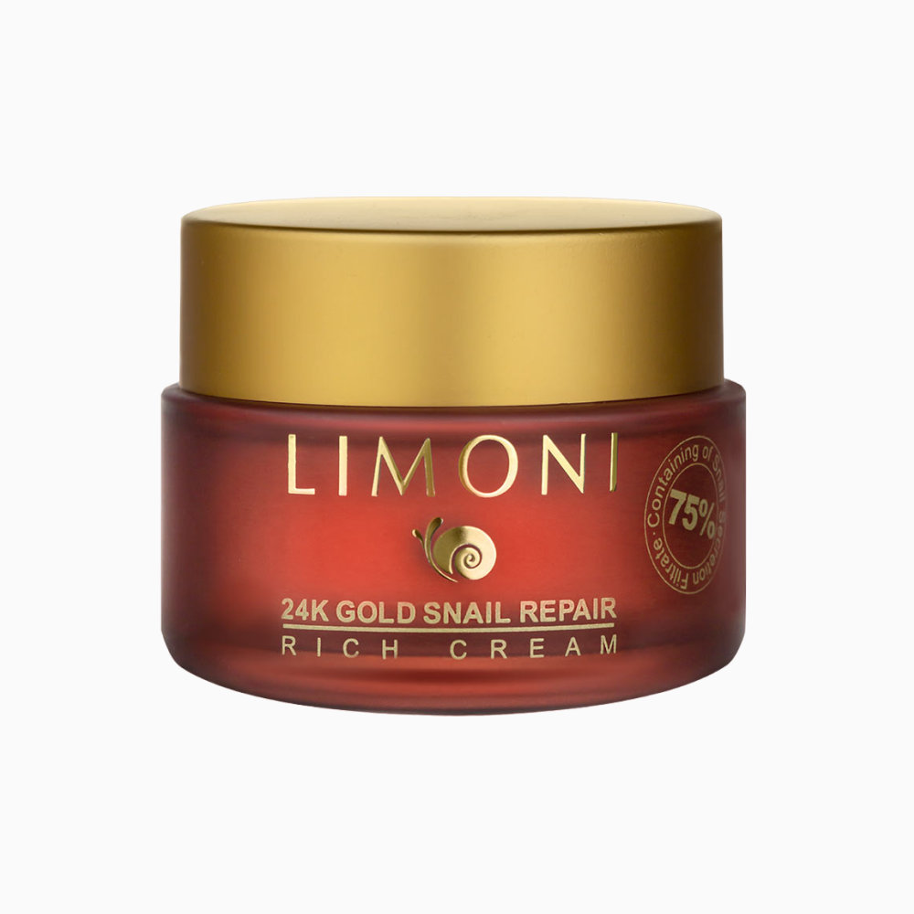 LIMONI Крем для лица с золотом и экстрактом слизи улитки / Snail Repair 24K Gold Rich Cream 50 мл - фото №5