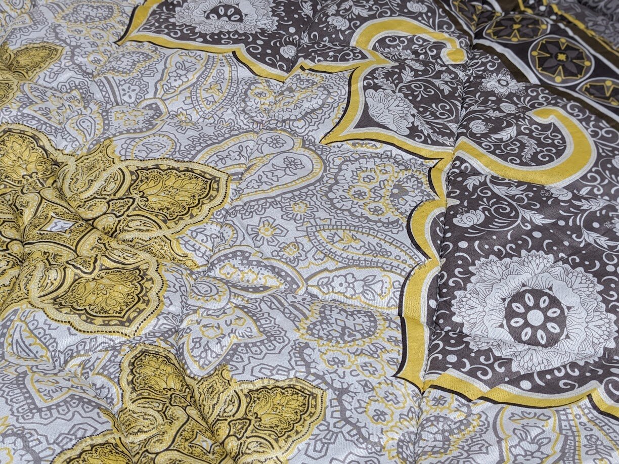 Одеяло ватное 172х205, чехол - поликоттон, коричнево-желтое - фотография № 5