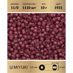 Бисер Miyuki, размер 11/0, цвет: Окрашенный изнутри малина/хрусталь, 10 грамм - изображение