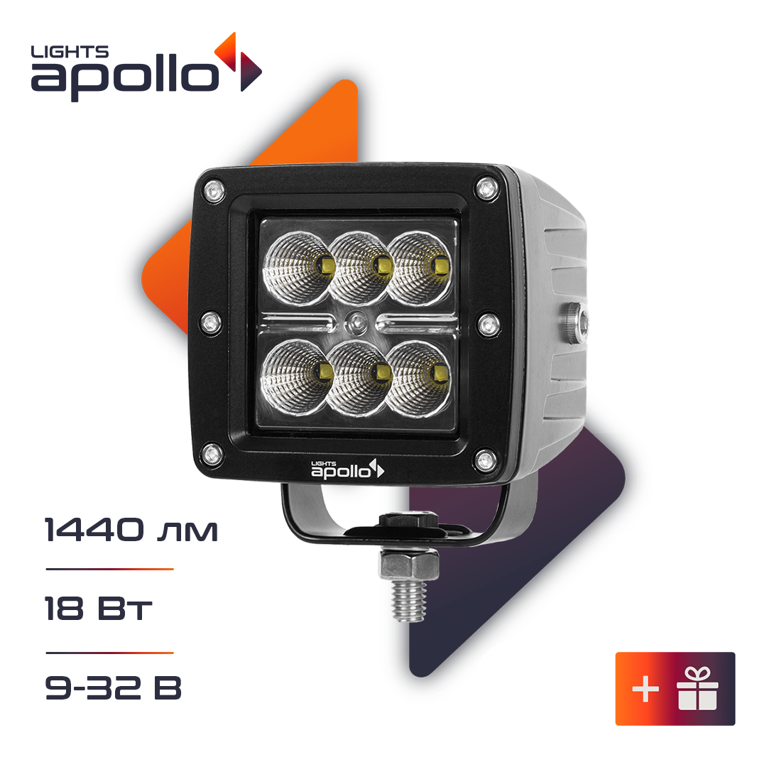 Фары светодиодные 13019-0182 LIGHTS APOLLO 18W, 9-32V Ближний свет без СТГ Flood