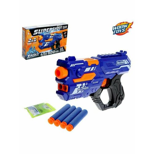 Бластер SUPERSHOOT GUN, стреляет мягкими пулями бластер woow toys supershoot gun стреляет мягкими пулями